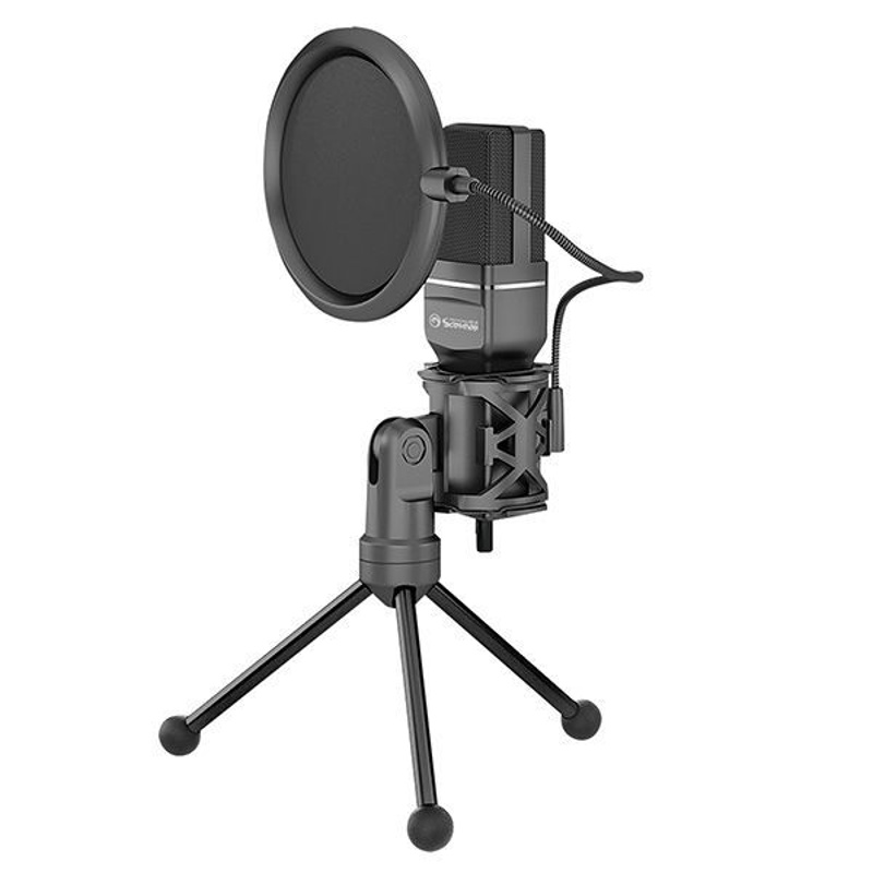 Slika - Marvo MIC-03 streaming črn, mikrofon z stojalom