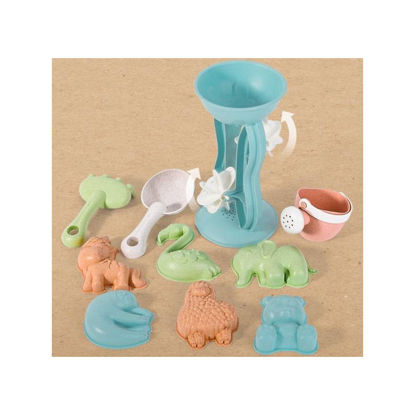 Beach Toys otroški 10-delni komplet bioplastičnih igrač za peskovnik -mlin, zalivalka, grablje, lopata, 6 kalupov za pesek