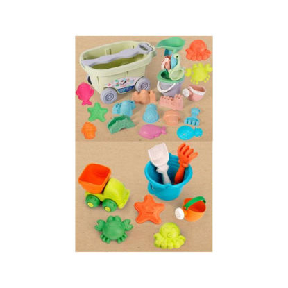 Beach Toys otroški 27-delni komplet bioplastičnih igrač za peskovnik z vozičkom