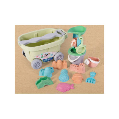 Beach Toys otroški 13-delni komplet bioplastičnih igrač za peskovnik z vozičkom