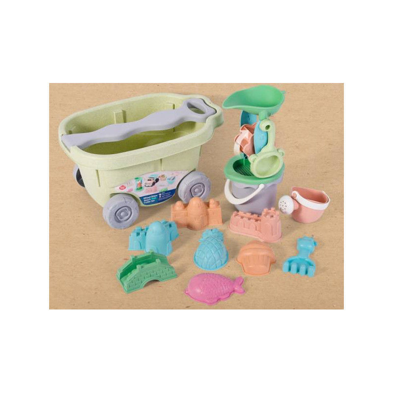 Slika - Beach Toys otroški 13-delni komplet bioplastičnih igrač za peskovnik z vozičkom