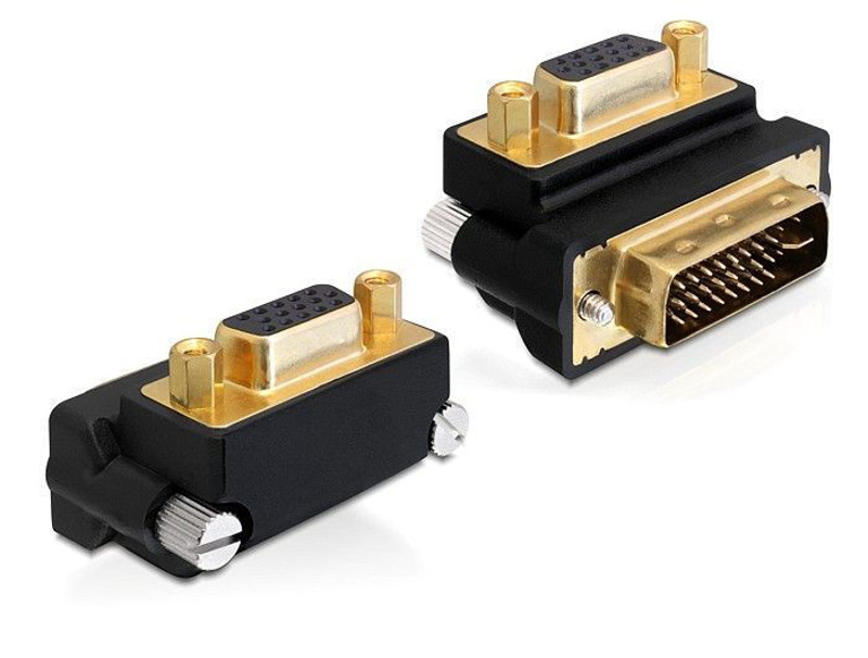 Slika - DeLock VGA female > DVI-I (Dual Link) male 270° angled Adapter Black