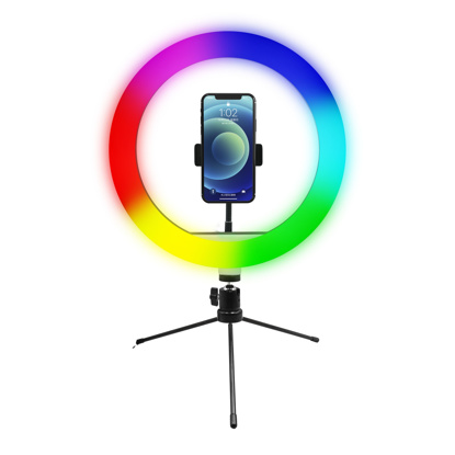 Powerton 10" (26cm) RGB LED Ring light, držalo za telefon tripod