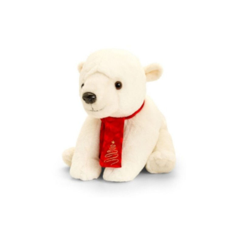 Slika - Mehka plišasta božična figura polarni medvedek s šalom 20 cm