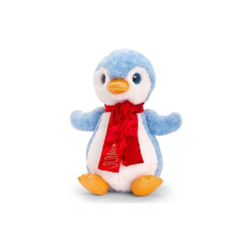 Slika - Plišasta božična figura pingvin s šalom 20cm svetlo moder