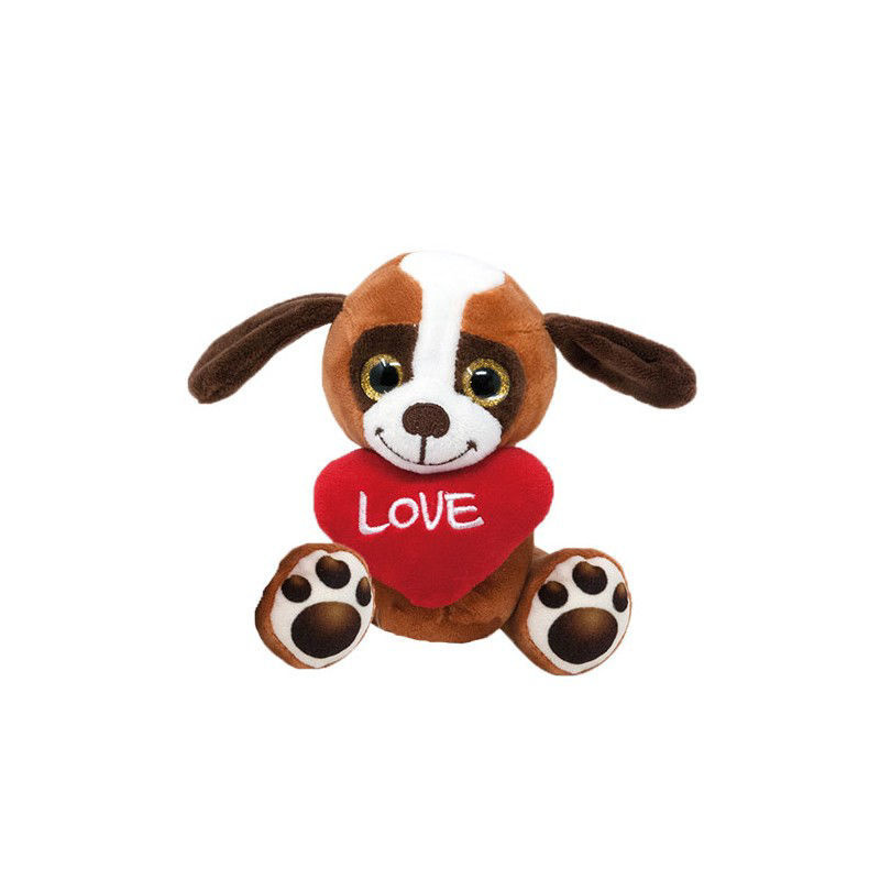 Slika - Plišasti sedeči pes s srčkom - Basset 14cm