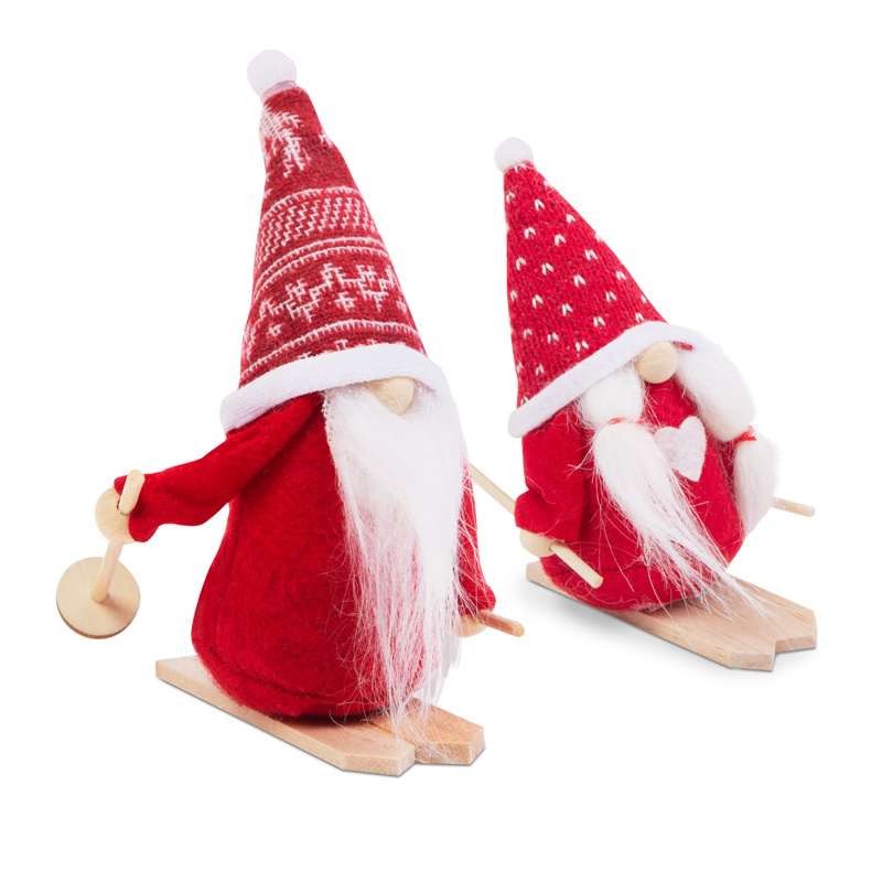 Slika - Božični skandinavski škratek na smučeh - 7 x 13 x 15 cm