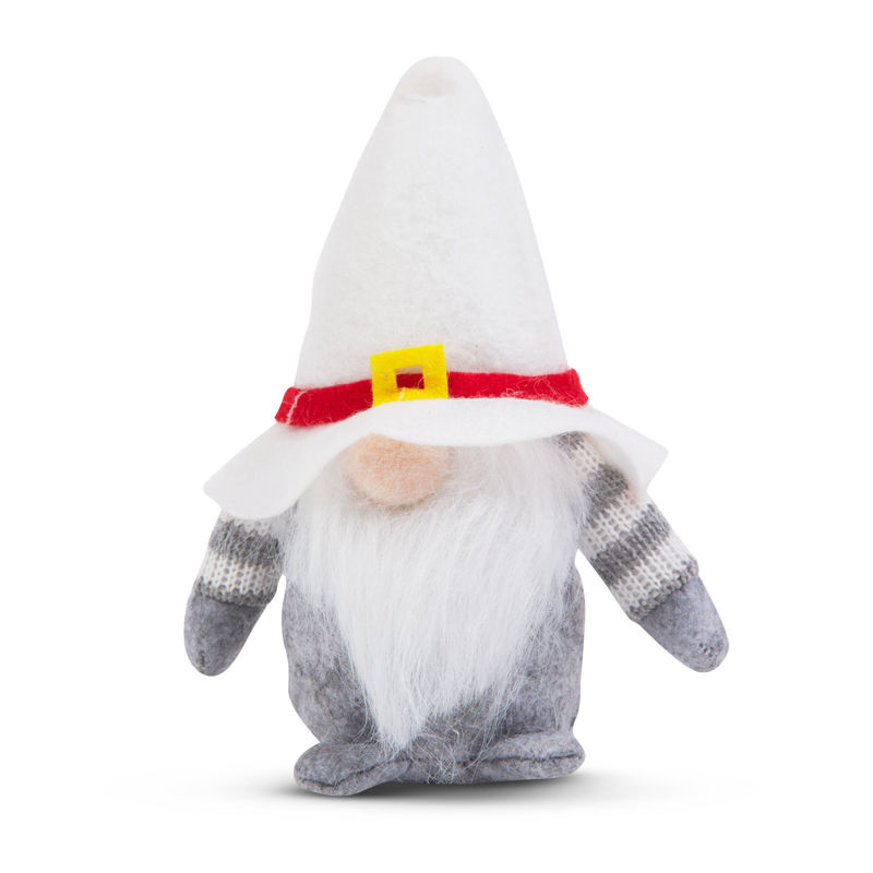 Slika - Božični skandinavski škratek s belim klobukom- 10 x 9 x 15 cm