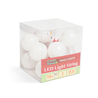 Božične LED luči - snežak - 10 LED diod - 1,1 metra - topla bela - 3 x AA