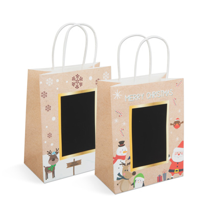 Božična darilna vrečka L - papir "Craft" Kreativna risalna površina - 178 x 102 x 228 mm - 2 vrsti / komp.