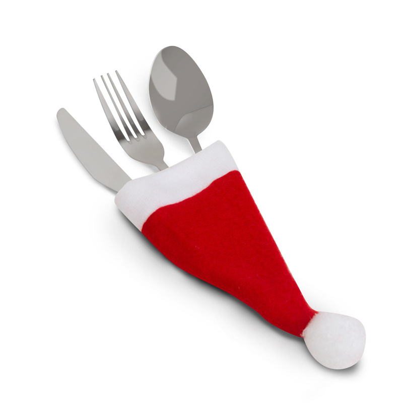 Slika - Komplet božičnih dekoracij za jedilni pribor - Božičkova kapa - 17 cm - 3 vrste - 6 kos / paket