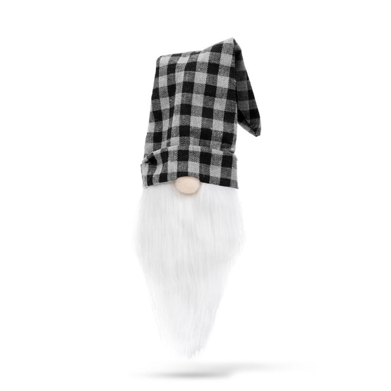 Slika - Božična dekoracija steklenice za pijačo - beli karirasti škratek - poliester - 40 x 12 cm