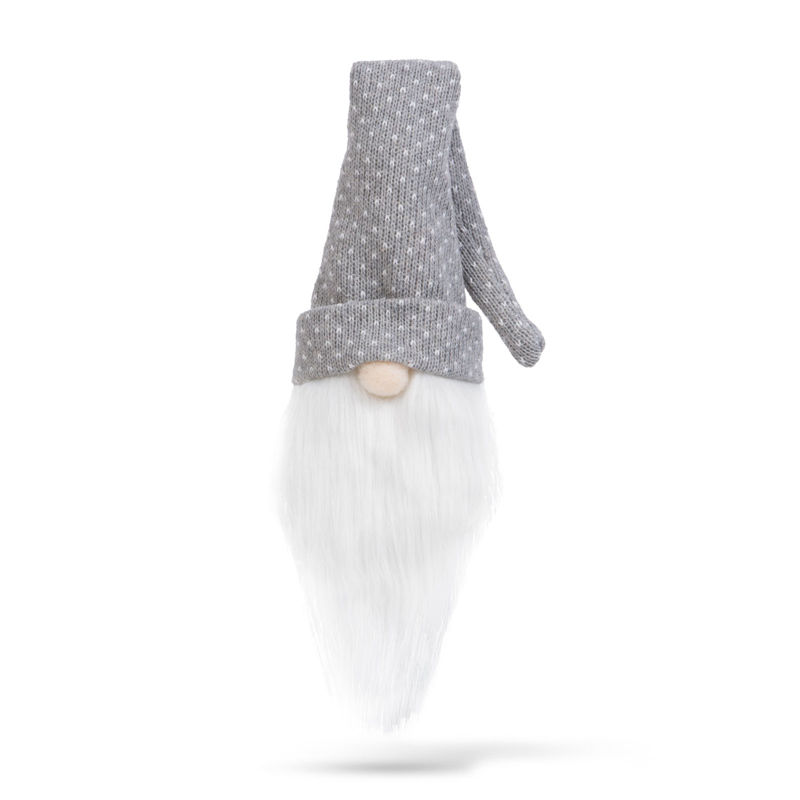 Slika - Božična dekoracija steklenice za pijačo - škratek s sivo kapo - poliester - 50 x 10 cm