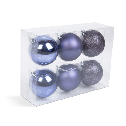 Komplet okraskov za božično drevo - vijolični - 6 kosov