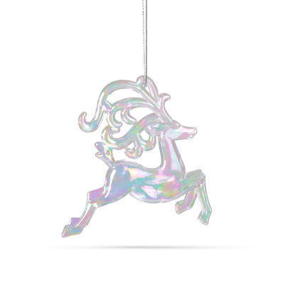 Božični okrasek - mavrični, akrilni severni jelen - 120 x 120 x 15 mm