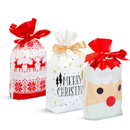 Darilne vrečke (3 vrste) božiček - 5 kom s pentljo