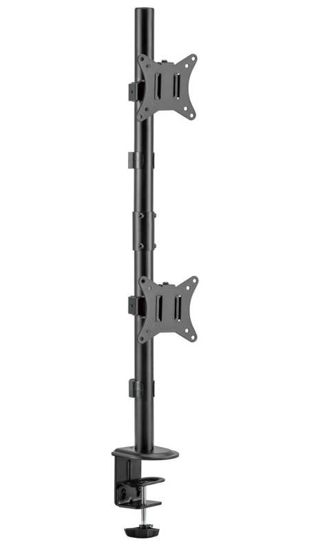 Slika - Gembird MA-D2-02 Nastavljiv navpični namizni nosilec za 2 zaslona 17”-32” črn