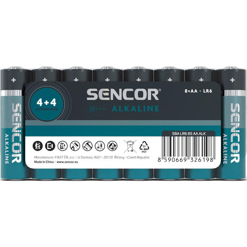 Slika - Sencor 	SBA LR6 8S AA Alk 1.5V alkalna baterija 8 kosov