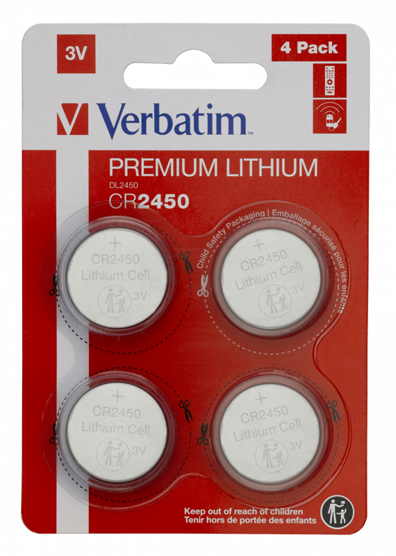 Slika - Verbatim CR2450 3V (49535) lithium baterija 4 kosi