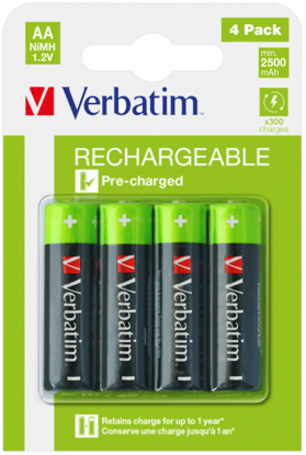 Verbatim AA (HR6) 1.2V 2500 mAh Ni-MH polnilne baterije 4 kosi