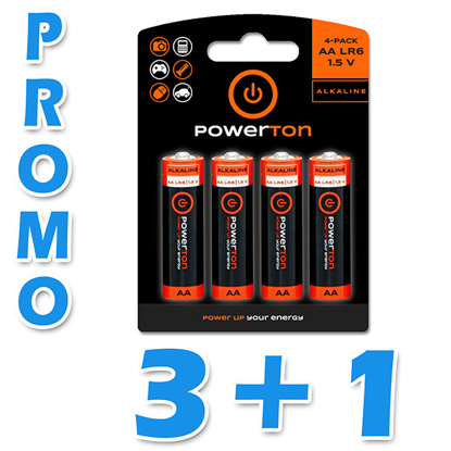 Powerton AA 1.5V alkalna baterija 12 kosov (3+1 paketi) PROMO