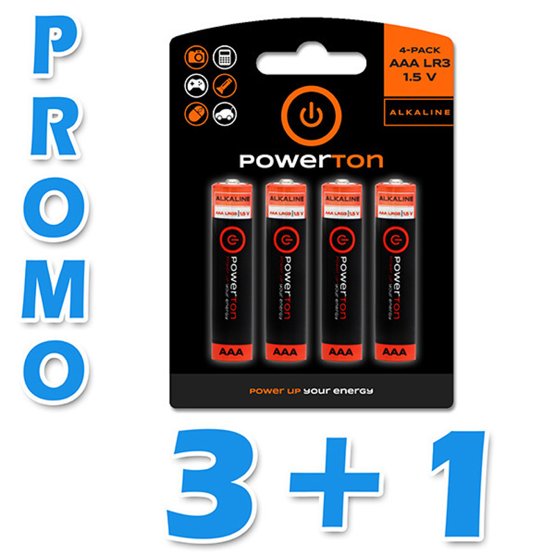 Slika - Powerton AAA 1.5V alkalna baterija (12 kosov) 4 paketi PROMO