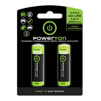 Powerton AA (HR6) 1.2V 2.500 mAh NI-Mh polnilne baterije 2 kosa