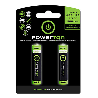 Powerton AAA (HR03) 1.2V 900 mAh NI-Mh polnilne baterije 4 kosi (2 paketa)