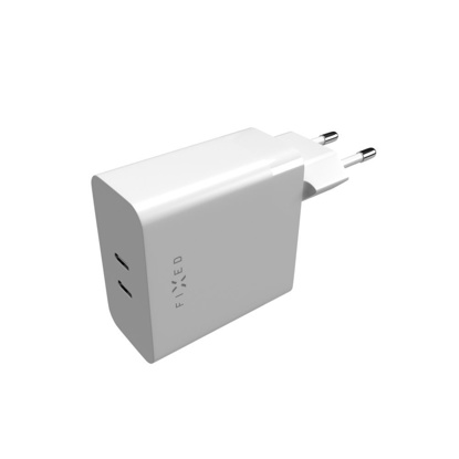 FIXED FIXC65-2C-WH Dual omrežni polnilnik USB-C PD podpira 65 W, bel