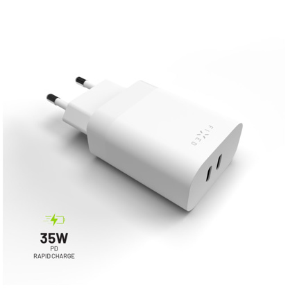 FIXED FIXC35-2C-WH Dual potovalni polnilnik z dvojnim USB-C 35 W bel