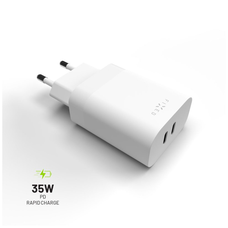 Slika - FIXED FIXC35-2C-WH Dual potovalni polnilnik z dvojnim USB-C 35 W bel