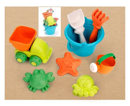 Beach Toys otroški 8-delni komplet igrač za igro v pesku iz biorazgradljive plastike (pšenične slame)
