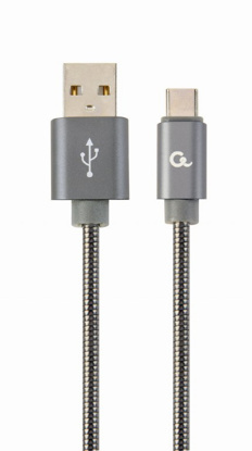 Gembird CC-USB2S-AMCM-1M-BG Premium spiralni kovinski Type-C USB polnilni in podatkovni kabel 1m kovinsko siva