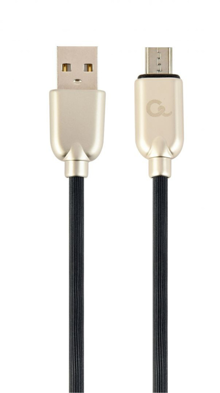 Slika - Gembird CC-USB2R-AMmBM-1M microUSB Premium gumijasti polnilni in podatkovni kabel 1m Črn