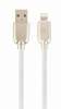 Slika - Gembird CC-USB2R-AMLM-1M-W Lightning Premium gumijast 8-polni polnilni in podatkovni kabel 1m, bel