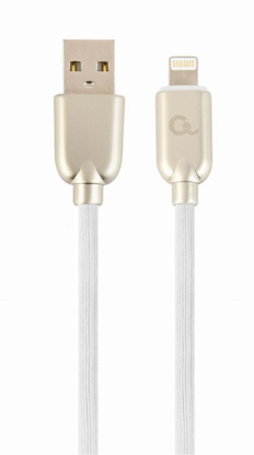 Gembird CC-USB2R-AMLM-1M-W Lightning Premium gumijast 8-polni polnilni in podatkovni kabel 1m, bel