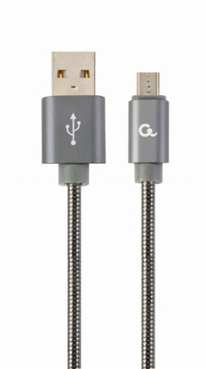 Gembird CC-USB2S-AMmBM-1M-BG microUSB Premium spiralni kovinski polnilni in podatkovni kabel 1m kovinsko siva