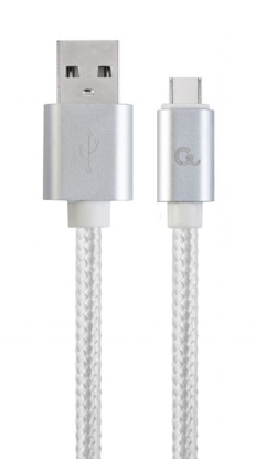 Gembird CCB-MUSB2B-AMCM-6-S bombažno pleten USB kabel Type-C s kovinskimi konektorji, 1,8 m, srebrna