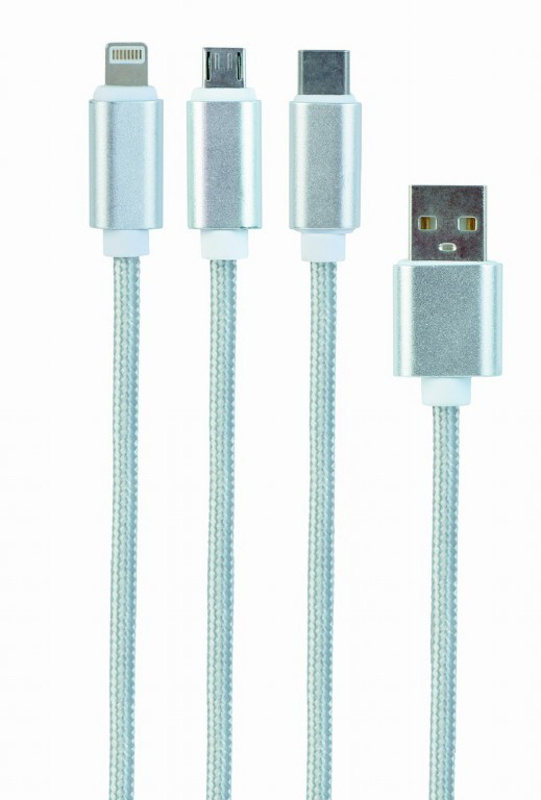 Slika - Gembird CC-USB2-AM31-1M-S USB 3-v-1 polnilni kabel 1m srebrn
