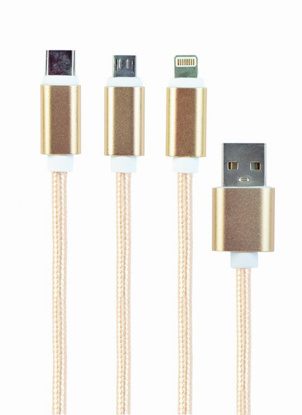 Gembird CC-USB2-AM31-1M-G USB 3-v-1 polnilni kabel 1m zlat