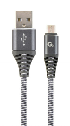 Gembird CC-USB2B-AMmBM-1M-WB2 Premium bombažno pleten microUSB polnilni in podatkovni kabel 1 m