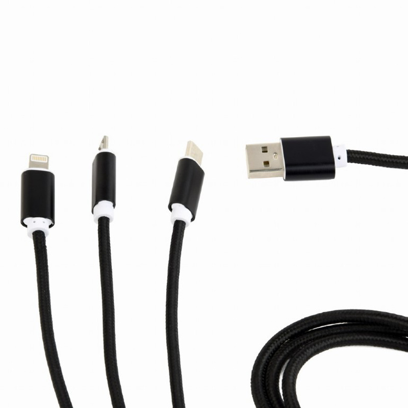 Slika - Gembird CC-USB2-AM31-1M USB 3-v-1 polnilni kabel 1m črn