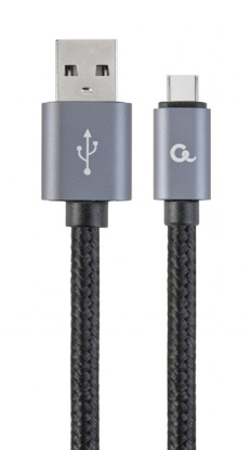 Gembird CCB-mUSB2B-AMCM-6 bombažno pleten USB kabel Type-C s kovinskimi konektorji, 1,8 m, črn