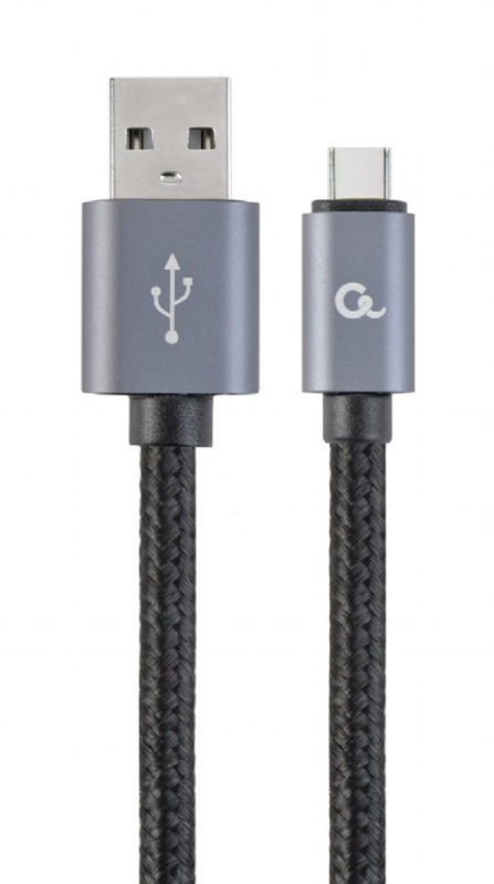 Slika - Gembird CCB-mUSB2B-AMCM-6 bombažno pleten USB kabel Type-C s kovinskimi konektorji, 1,8 m, črn