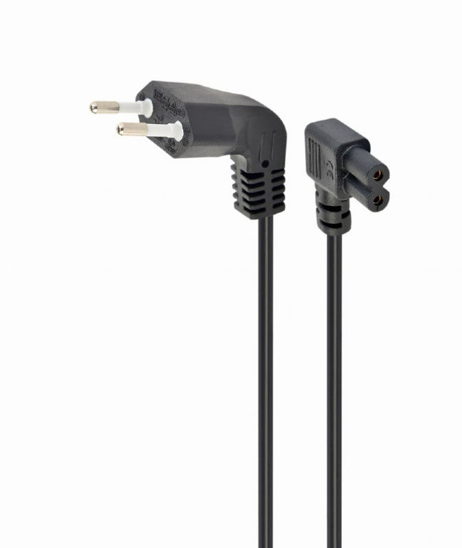 Slika - Gembird PC-184L napajalni kabel (C7), kotni konektorji 1 m črn