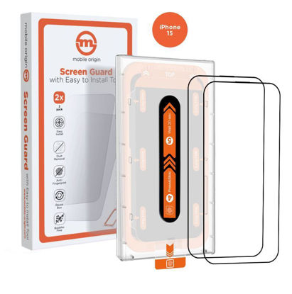 Mobile Origin Orange Screen Guard iPhone 15 z enostavnim aplikatorjem 2x zaščitno steklo