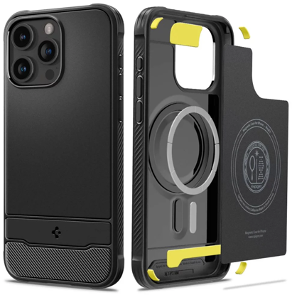 Spigen Rugged Armor MagFit (MagSafe) robusten ovitek za telefon iPhone 15 Pro mat črna