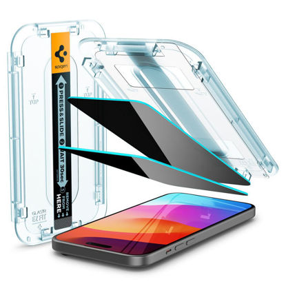 Spigen GLAS.tR EZ Fit Privacy zasebnostno zaščitno steklo za telefon iPhone 15 (2 Pack) z aplikatorjem