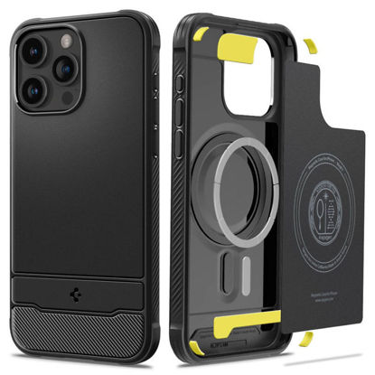 Spigen Rugged Armor MagSafe ojačan karbon ovitek ta zelefon iPhone 15 Pro Max mat črn