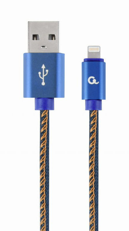 Slika - Gembird CC-USB2J-AMLM-1M-BL Lightning 2.0 Premium bombažno pleten 8-polni polnilni in podatkovni kabel 1 m moder